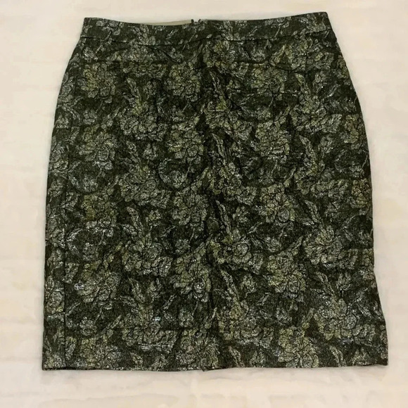 Women’s J.Crew Metallic Floral Skirt Size 2 EUC - Picture 2 of 6